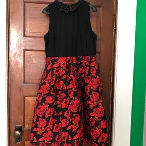 Black & floral dress with beaded neck detail